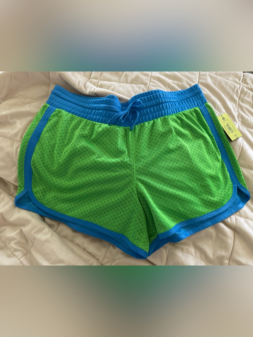 Xersion Bright Green Mesh shorts with Blue Trim